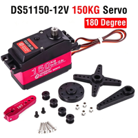 Pour DS5160SSG DS5180SSG DS51150-12V DS51160-24V 60KG 80KG 150KG 160KG Servomoteur numérique haute tension à engrenages métalliques 180/270 IP67