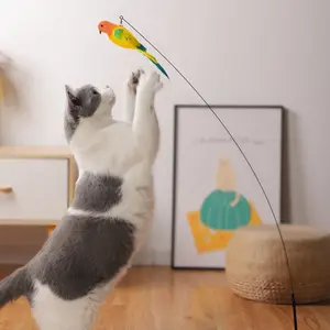 Jouet interactif pour chat Funny Simulation Bird Feather avec Bell Cat Stick Toy pour chaton jouant Teaser Wand Toy Pet Cats Supplies - Product Image 1