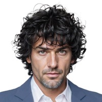 Perruque Homme Européen-Américain en Fibre Haute Température, Sans Colle, Volumineuse, Brun Foncé, Faite à la Machine, Sans Dentelle, Courte, Bouclée et Relevée