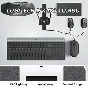 Clavier et souris sans fil ergonomiques mécaniques pour MK470 RGB avec mini taille étanche en stock pour ordinateur portable - Product Image 2