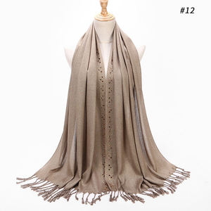 Yomo Chất lượng cao sang trọng rắn kim loại long lanh hijab Viscose hồi giáo Khăn lớn lấp lánh stoles khăn choàng ánh sáng lung linh với tua - Product Image 3