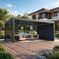 Pergola bioclimatique de luxe en aluminium, toit à lames motorisées, imperméable, élégante, pour villas et complexes hôteliers