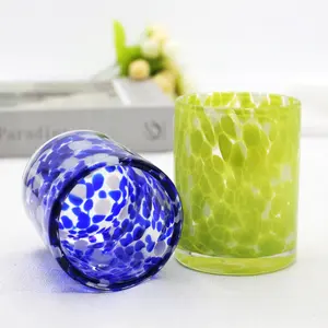 FENGJUN custom modern luxury colored leopard print decorative cylinder candle glass jar holder vessel for wedding decor 6oz