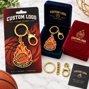 Porte-clés en métal personnalisé pour le basketball, porte-clés d'équipe sportive avec logo personnalisé, cadeau promotionnel - Product Image 2