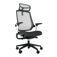 Chaise de bureau ergonomique à dossier haut avec accoudoirs 3D réglables, support lombaire, pivotante, vérin à gaz classe 4, base en nylon