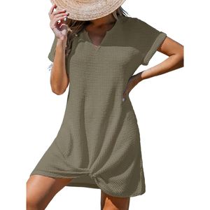 Nuevo Vestido de Playa con Cuello en V y Blusa Cruzada, Vestidos de Color Sólido para Mujer, Moda - Product Image 2