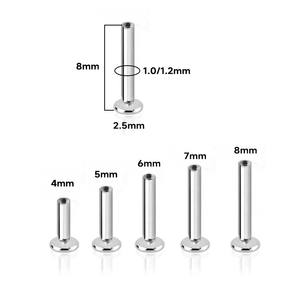 G23 Titanium <span class=keywords><strong>Labret</strong></span> Interne Draad M 0.9Mm 2.5Mm Kleine Basispaal 16G <span class=keywords><strong>18G</strong></span> Oorstud Body Piercing Sieraden T-Vorm Accessoires - Product Image 2