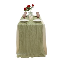 Chemin de table personnalisable en polyester froissé à motif végétal, style bohème européen, pour décoration de mariage, fête ou anniversaire