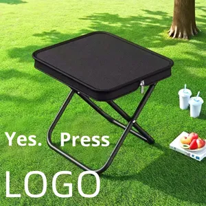 Ultra-Light <b>Portable</b> Train Queuing Chair Outdoor Foldable Oxford Metal <b>Stool</b> for Camping Picnic Pencil Case Handbag Design - Product Image 1