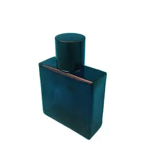 Bottiglia di profumo in vetro smerigliato nero quadrato da 50ml 80ml personalizzata per fragranza da uomo