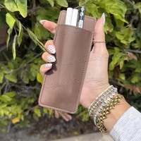 Estuche de Lápiz Labial con Diseño Personalizado, Accesorios de Viaje de Lujo, Bolsa de Aseo, Bolsa de Maquillaje de Cuero PU con Espejo