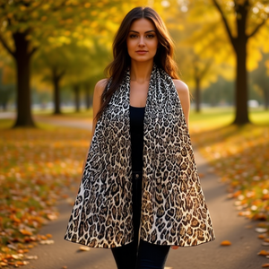 Sciarpa Lunga in Broccato con Stampa Leopardata 90x180cm, Accessorio di Moda per Donne - Product Image 3