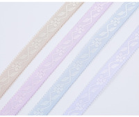 Sangle de soutien-gorge élastique jacquard confortable en polyester haute ténacité, 1,5 cm, blanc/rose/bleu, prix usine