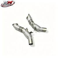 KM SS304 Euro 6 Downpipe catalyzed à haut débit pour Ferrari SF90 Stradale Spider 4.0T V8 avec bouclier thermique – Amélioration des performances d'échappement