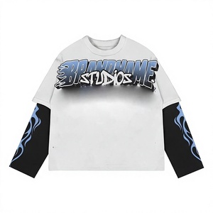 Camiseta Personalizada para Hombre, Estilo Y2K, Doble Capa, Manga Corta, Holgada, Oversize, Streetwear, con Diseño Gráfico y Letras, 220g, Estilo Hip Hop - Product Image 2
