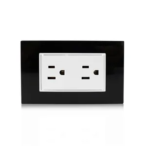 US Standard Classic Decorate 118 Acrylic Black White Panel 110V-250V 16amps Wall Electric Universal Wall Socket Outlet