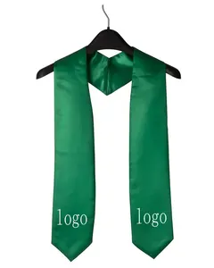 Estolas de graduación lisas con decoración verde para adultos Unisex al por mayor con cinturón de reconocimiento de esmalte de logotipo de calidad