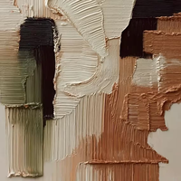 Peinture à l'huile texturée abstraite minimaliste sur toile, peinture originale beige brun neutre, décoration murale bohème
