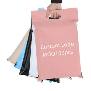 Custom Printed Thank You Mailing Bags With Handle Courier Flyer Poly Clothing Mailers Postage Plastic Parcel Shipping Bag