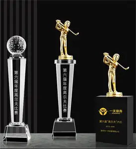 Honor of crystal Sports glass award golf trophy golf k9 Crystal Glass Trophy cup Award with black base For sport Souvenirs