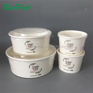 Factory Price Custom Printing Food Packaging Disposable Take Away Kraft Paper 18 25 35 40 46 oz Salad Bowl with PET Lid