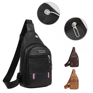 Bolso de un solo hombro informal para hombre de fábrica en el exterior, impermeable, para adolescentes, bolsos de pecho de PU - Product Image 1