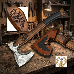 OEM Stylish Lightweight Carbon Steel <b>Axe</b> with Comfortable Wood <b>Handle</b> Quality <b>Axes</b> with Stylish Damascus Steel <b>Axe</b> Head - Product Image 6