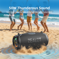 Enceinte de fête sans fil ZEALOT 50W avec deux haut-parleurs de 25W et éclairage RGB, résistance à l'eau IPX6, appairage TWS, Type-C, pour extérieur P15