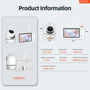 Moniteur Bébé Vidéo Numérique 720p de 5 Pouces avec Caméra, Détection de Température, Batterie 3500 mAh, Nouveau <span class=keywords><strong>Babyphone</strong></span> Caméra Excellent Prix - Product Image 5