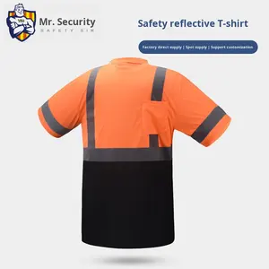 Chaleco de camiseta reflectante de ojo de pájaro con construcción transpirable para trabajadores del sitio de saneamiento Características Logotipo impreso - Product Image 6