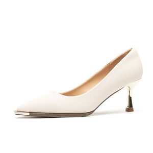 Brown Genuine Leather Pointed Toe Stiletto Heel Pumps Slip-On Formal Shoes For Women All Seasons High Heeled Shoe - Product Image 5