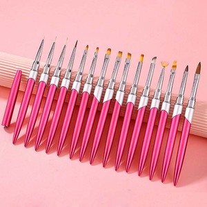 แปรงทาเล็บสีชมพู ขนแปรงสังเคราะห์ สำหรับทำเล็บแบบเฟรนช์ทิป เกลี่ยสีไล่ระดับ ลายดอกไม้ เจลไลเนอร์แบบออมเบร แปรงเพ้นท์อะคริลิค 3 มิติ - Product Image 3