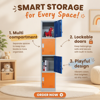 Armoire de rangement de jardin en métal Triveni à 4 portes avec serrure à clé, conception en acier démontable pour bureaux et placards