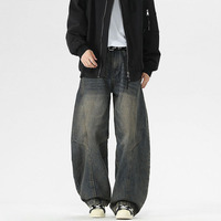 Jeans pour hommes et femmes de style couture haut de gamme, élégants et décontractés, de style américain, avec pantalon large et incurvé