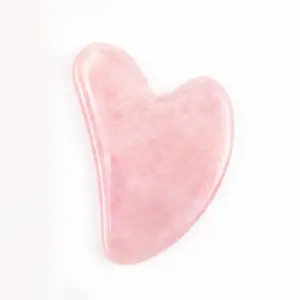 New High Quality Heart Shape Rose Quartz Jade Gua Sha Stone Pink Crystal Facial Massage Tool
