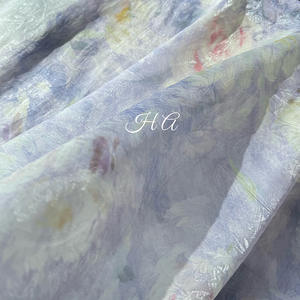 Фабричная ткань в Китае, новая 2026 фиолетовая картина маслом, жаккардовый принт из смеси роз, модная женская толстая кишка - Product Image 1