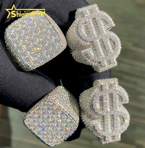 Pass Tester moda personalizada estilo Hip Hop hombres anillo Iced Out VVS D Moissanite diamante joyería 925 anillos de plata esterlina hombres mujeres - Product Image 1