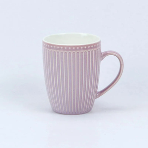 Tazas a granel de cerámica Retro personalizadas para té, café, capuchino, diseño de rayas en relieve con accesorio de cuchara, taza de esmalte reactivo - Product Image 3