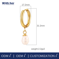 Boucles d'oreilles pendantes géométriques chics en acier inoxydable plaqué or 18 carats avec perles Edison, style INS médiéval haute couture