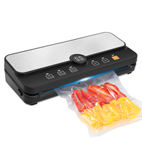 Appareil d'emballage alimentaire électrique en acier inoxydable, scelleuse sous vide domestique avec écran LCD, fonction compte à rebours, plateau anti-goutte amovible et coupe-rouleau intégré