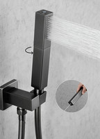 Ensemble de garnitures de douche de pluie pour salle de bain Système de robinet de douche thermostatique encastré contemporain Laiton Chrome poli Jet de massage doux