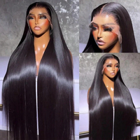 Perruques Lace Front Ultra-Lisses en Cheveux Humains Brésiliens, Perruque Frontale Transparente pour Femmes, Cheveux Remy Pré-Pluckés avec Baby Hair