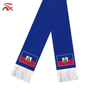 Écharpe de football en satin d'Haïti, nouveau design, vente chaude, personnalisée, en gros, cadeau promotionnel, écharpe ethnique avec drapeau haïtien pour activités sportives