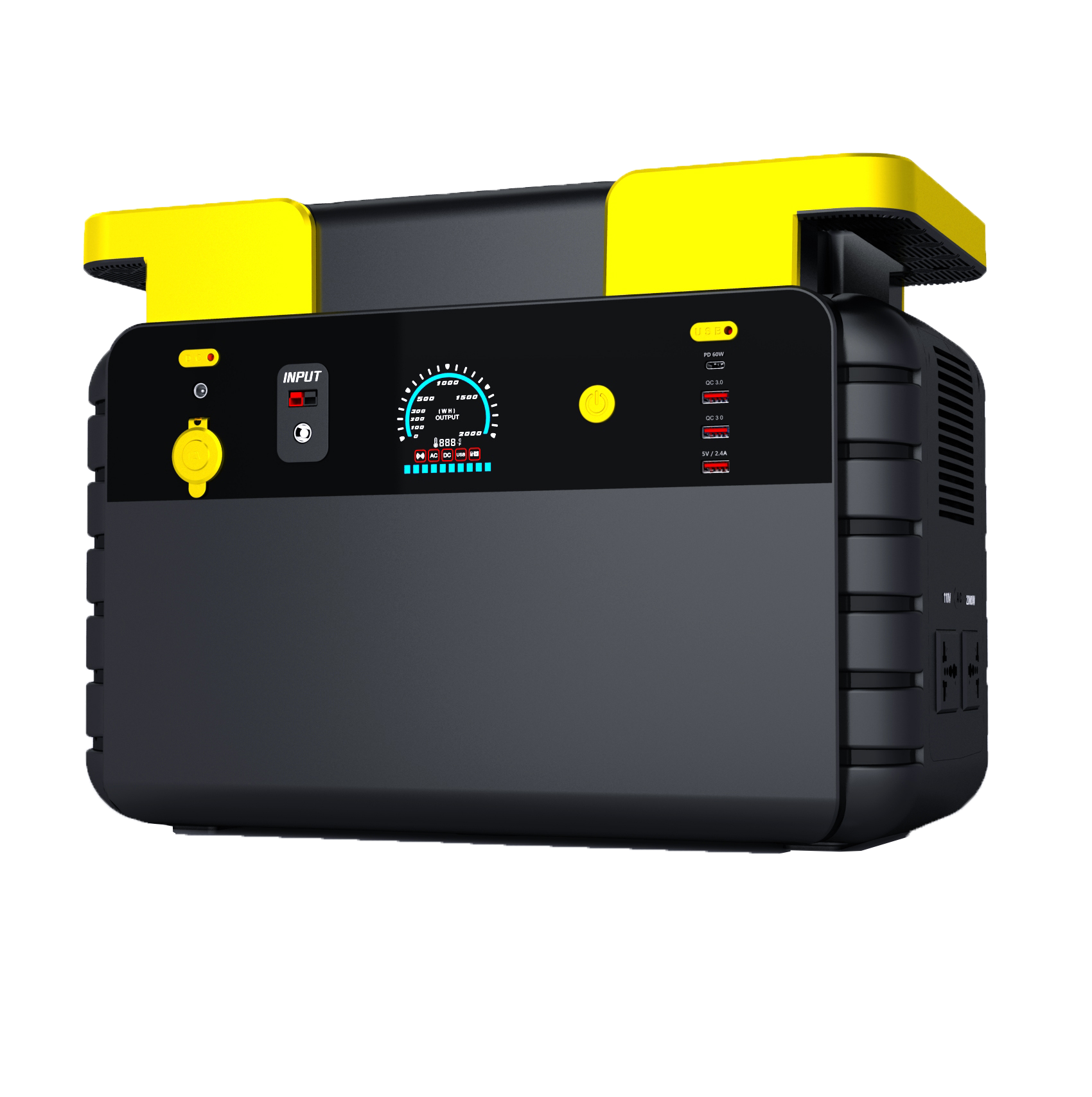 Портативная туристическая резервная электростанция 2000 Вт переменного тока с чистой синусоидой, 1075WH, литиевая батарея, инвертор, генератор Solor