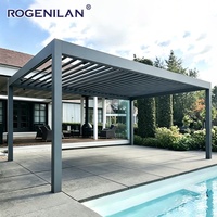 Pergola extérieure personnalisée Rogenilan en aluminium avec toit électrique intelligent et lames orientables pour maisons