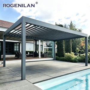 Pergola extérieure personnalisée Rogenilan en aluminium avec toit électrique intelligent et lames orientables pour maisons - Product Image 1