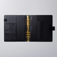 Carnet à feuilles mobiles A5 en cuir PU de luxe personnalisé avec 6 anneaux argentés ou dorés, classeur, planificateur, portefeuille avec porte-stylo