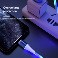 Populaire Multi Couleurs LED Câble De Charge Aimant Téléphone Câble De Charge 3 en 1 3A Câble De Charge Rapide