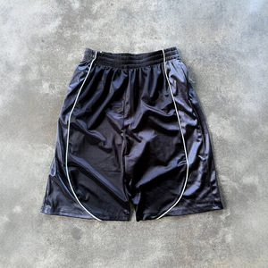 Shorts Bermuda pour homme, couleur noire unie, taille élastique, séchage rapide, décontractés, en toile tricotée, avec cordon de serrage, poches, en polyester - Product Image 4