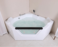 Baignoire autoportante de luxe blanche pour 2 personnes avec jets de massage à bulles d'air, bain à remous chaud en acrylique et oreillers de baignoire